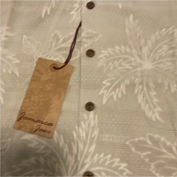 Jamaica Jaxx Men's Hawaiian Green Palm Print Shirt 100% Silk NWT XL - Picture 4 of 6